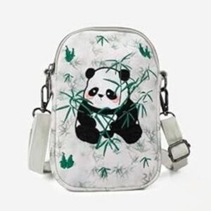 Crossbody Bag Cell Phone Sleeve Concert Adjustable Strap, Panda Bamboo, 7" × 5"